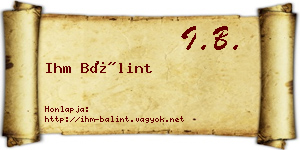 Ihm Bálint névjegykártya